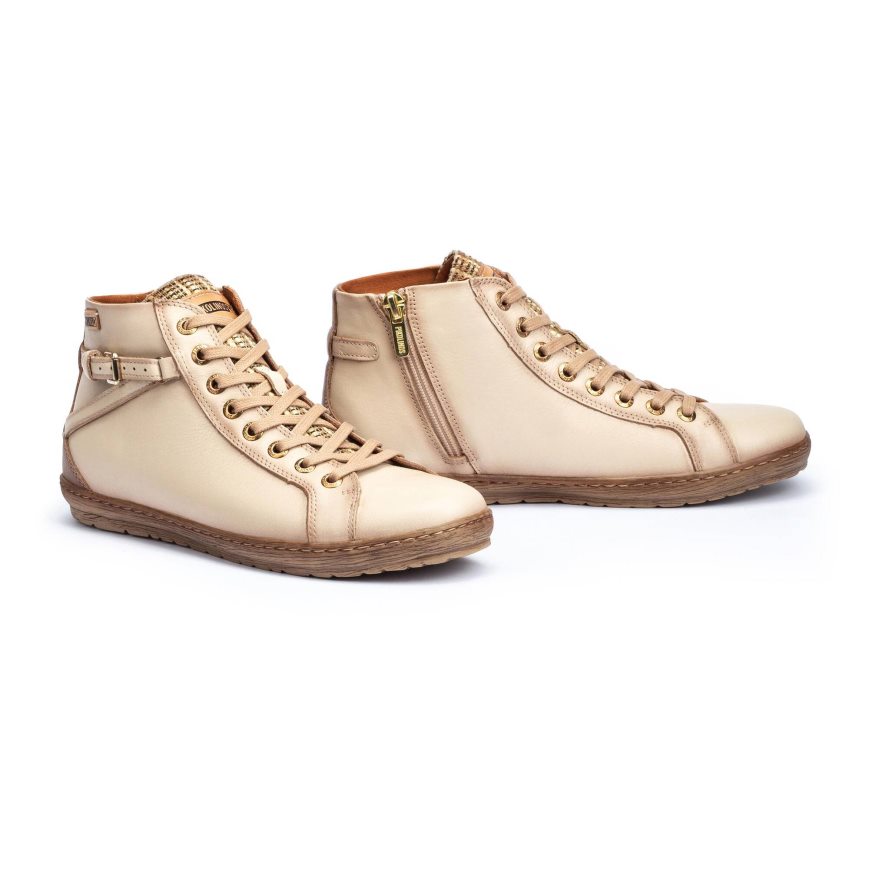 Women's Pikolinos LAGOS Ankle Boots Cream / Brown | NZ T73Q5A8